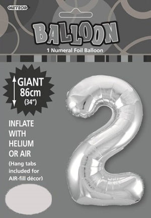 Giant Foil Gold/Silver/Pink Number 2 Balloon