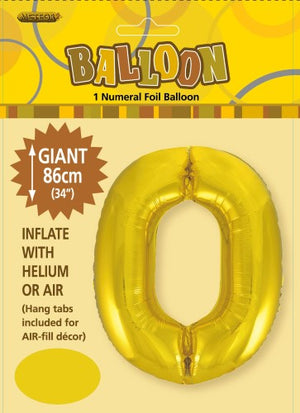 Giant Foil Gold/Silver/Pink Number 0 Balloon