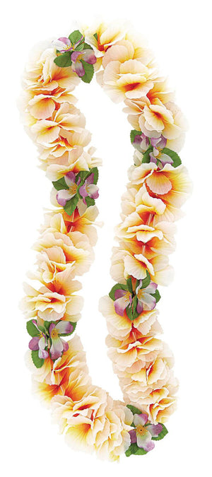 Luau Fancy Orchid Flower Lei Orange/White