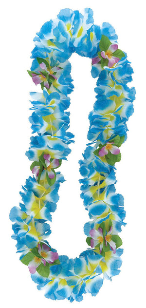 Luau Fancy Orchid Flower Lei Blue/White