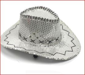 Deluxe Sequin Cowboy Hat Silver