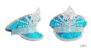 Deluxe Diamonte Studded Blue Sequin Cap