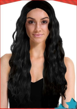 Long Wavy Middle Part Wig Black