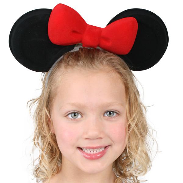 Ears Mouse Black With Red Bow Headband