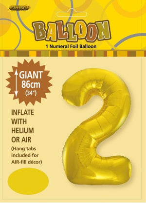 Giant Foil Gold/Silver/Pink Number 2 Balloon