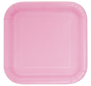 Light Pink Square Paper Plates 17.8cm