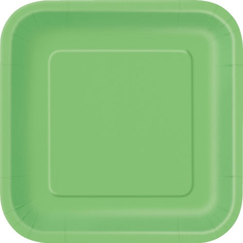 Lime Green Square Paper Plates17.4 cm