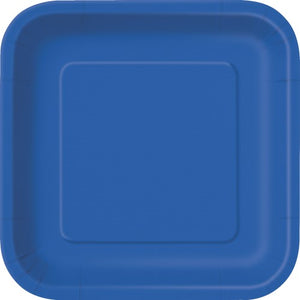 Royal Blue Square Paper Plates 17.4 cm