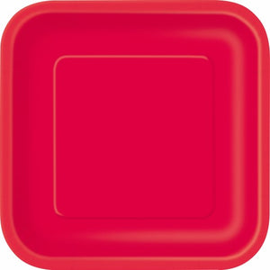 Ruby Red square  Paper Plates 17.4 cm