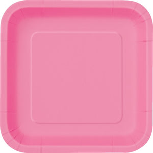 Hot Pink Square Paper  Plates 17.4cm