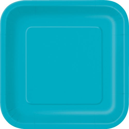 Carribbean Teal Square Paper Plates