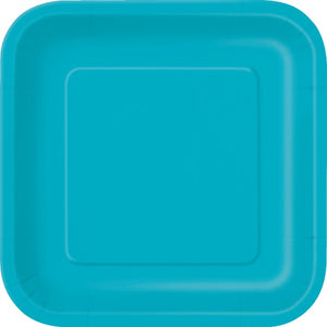 Carribbean Teal Square Paper Plates