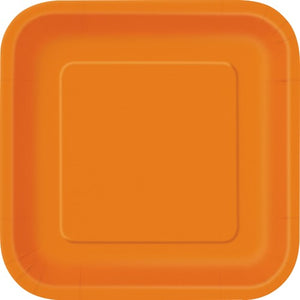 Pumpkin Orange Square Paper Plates 17.4cm