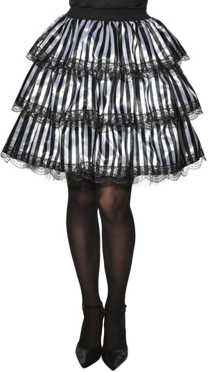 Striped Black & White Ruffle Skirt, Adult