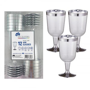 Silver Rim Wine Glasses 100ML BOX12