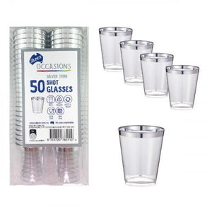 Clear Shot Glasses With Silver Trim 30ML