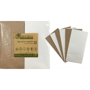 Napkins Lunch 1/8 Fold White-Kraft