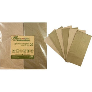 Napkins Lunch 1/8 fold Metallic Gold-Kraft