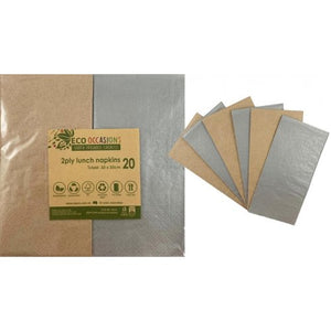 Napkins Lunch 1/8 fold Metallic Silver-Kraft