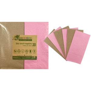 Napkins Lunch 1/8 fold Light Pink-Kraft