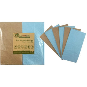 Napkins Lunch 1/8 fold Light Blue/Kraft