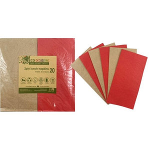 Napkins Lunch 1/8 fold Red And Kraft