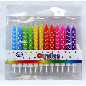 Printed Waves & Dots Candles with Holders P12