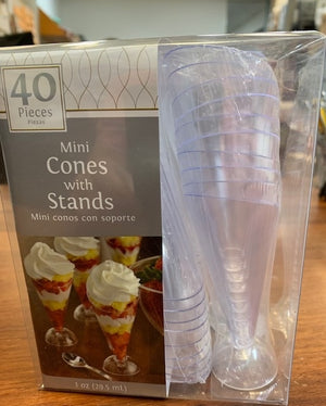 Plastic Mini Cones With Stands 29.5ML