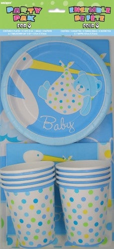 Baby Boy Stork Party Pack For 8