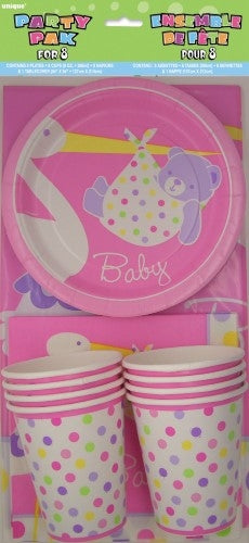 Baby Girl Stork Party Pack For 8