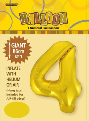 Giant Foil Gold/Silver/Pink Number 4 Balloon