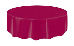 Plastic Burgundy Round Table Cover