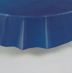 Plastic Navy Blue Round Table Cover