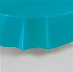 Plastic Teal Round Table Cover