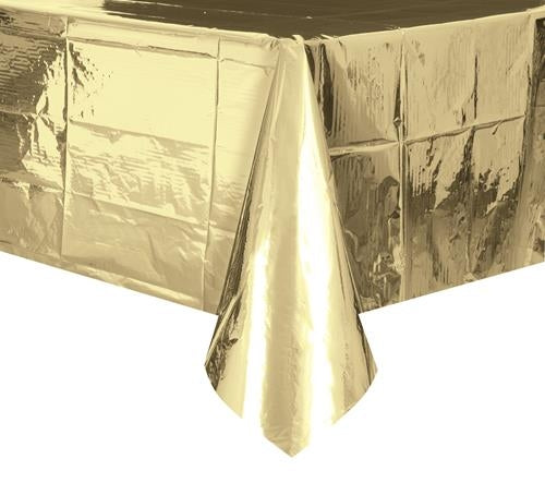 Metallic Gold Rectangular Plastic Table Cover