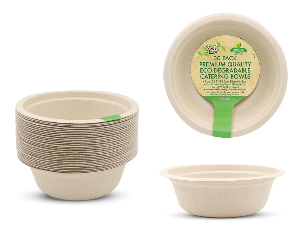 Eco Degradable Small Round Paper Bowls 30PK