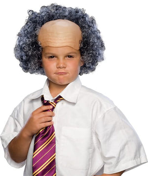 Bald Wig With Grey Curly Sides - Child