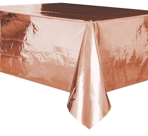 Metallic Rose Gold Rectangular Plastic Table Cover