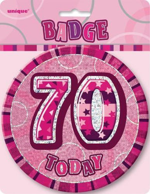 Glitz Pink Jumbo Birthday Badge 70