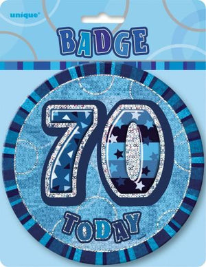 Glitz Blue Jumbo Birthday Badge 70