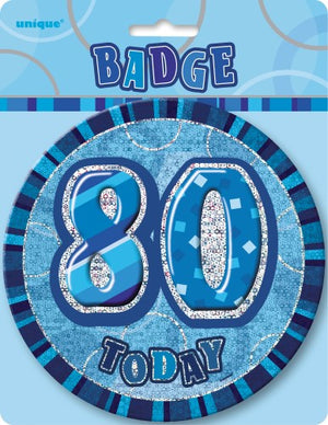 Glitz Blue Jumbo Birthday Badge 80