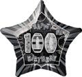 Glitz bBack And Silver 100th Birthday Star Foil Balloon 