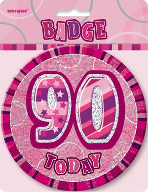 Glitz Pink Jumbo Birthday Badge 90