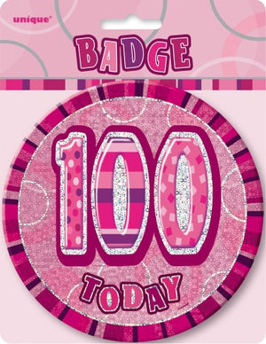 Glitz Pink Jumbo Birthday Badge 100