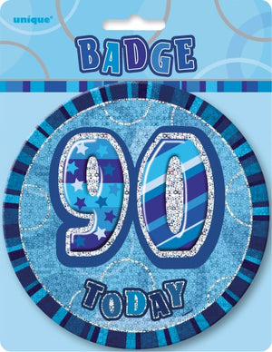 Glitz Blue Jumbo Birthday Badge 90