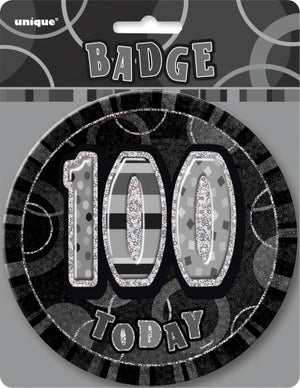 Glitz Black Jumbo Birthday Badge 100