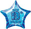 Glitz Blue 13th Birthday Star Foil Balloon