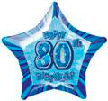 Glitz Blue 80th Birthday Star  Foil Balloon