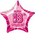 Glitz Pink 13th Birthday Star Foil Balloon