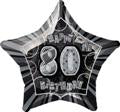 Glitz black 80th Birthday Star Foil Balloon